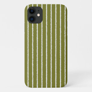 Capa Para iPhone 11 Faixa Verde-Oliva com Linhas Isoladas