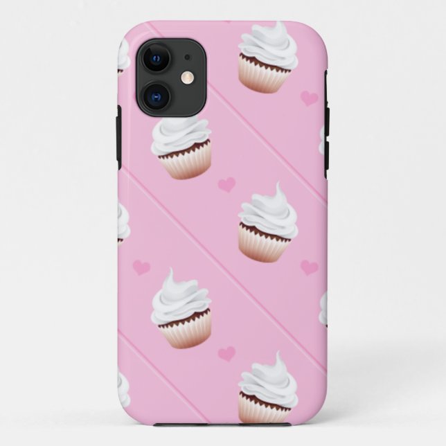 Capa Para iPhone 11 faixas diagonais do cupcake (Verso)