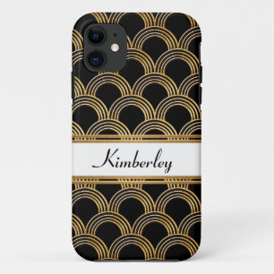Capa Para iPhone 11 Falso de Shell do estilo de Gatsby do art deco
