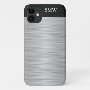 Capa Para iPhone 11 Falso personalizado de aço inoxidável e preto
