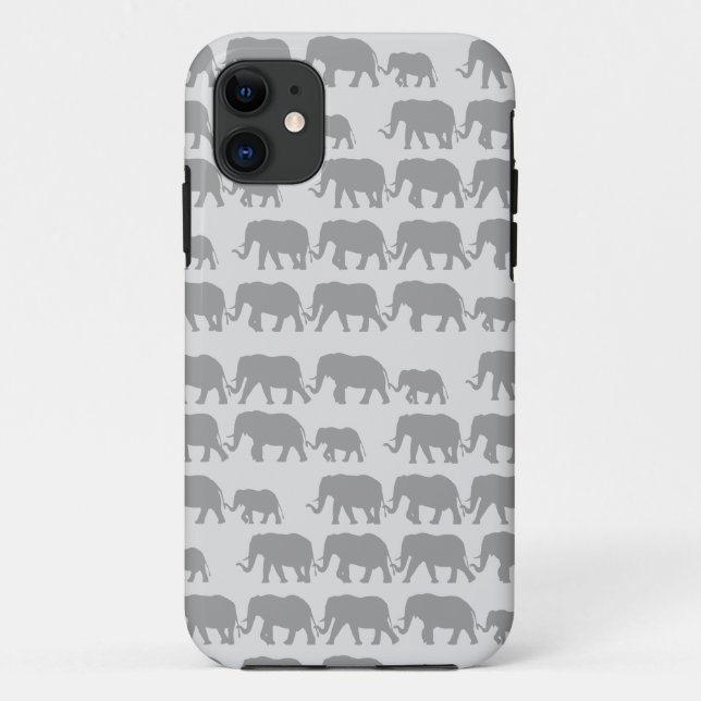 Capa Para iPhone 11 Família de marcha cinzenta do elefante (Verso)