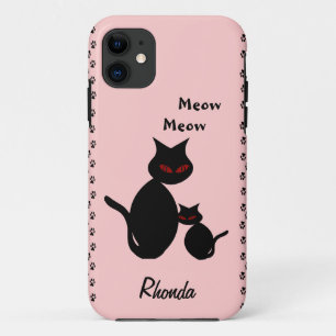Capa Para iPhone 11 Família Gato Preto Pessoal