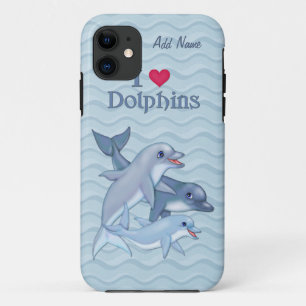 Capa Para iPhone 11 Família IiHeart Dolphin - Personalizar
