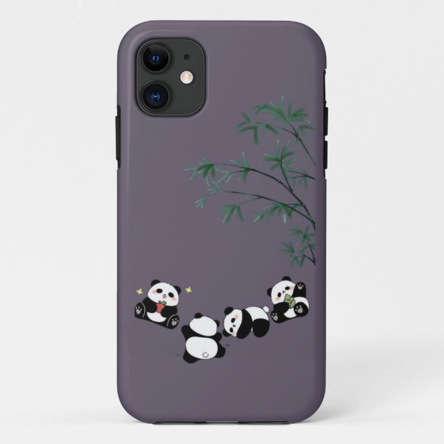 Capa Para iPhone 11 Família Panda Cuja Bamboo | Panda Adorável (Verso)