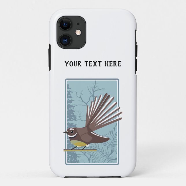 Capa Para iPhone 11 Fantail New Zealand bird Vector (Verso)