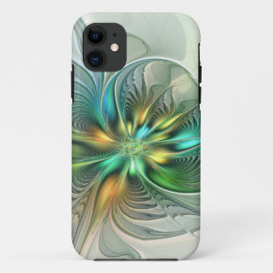 Capa Para iPhone 11 Fantasia Abstrata Moderna Colorida Floral Fractal