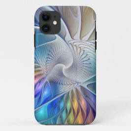 Capa Para iPhone 11 Fantasia Floral, Abstrato Fractal Colorida