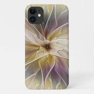 Capa Para iPhone 11 Fantasia Floral, Dourada, Abstrato de Gato, Arte F