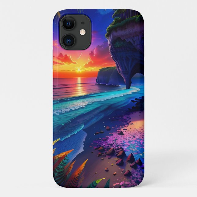Capa Para iPhone 11 Fantasy Tropical Beach Four (Verso)