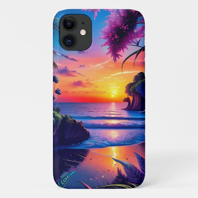 Capa Para iPhone 11 Fantasy Tropical Beach Two (Verso)