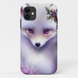 Capa Para iPhone 11 Fantasy White Baby Fox com Olhos Lavandas