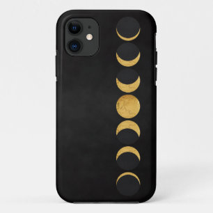 Capa Para iPhone 11 Fase Dourada da lua: fundo texturizado preto