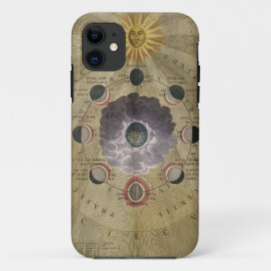 Capa Para iPhone 11 Fases artísticas da Vintage da carta de Lua - sel