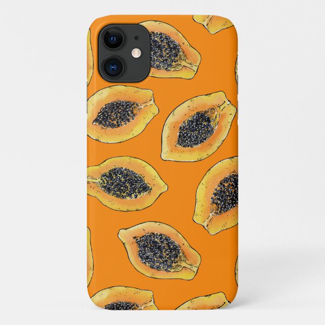 Capa Para iPhone 11 Fatias de Papaya em laranja (Verso)