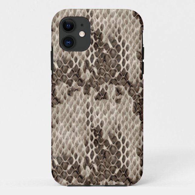 Capa Para iPhone 11 Faux Snakeskin Impressão (Verso)