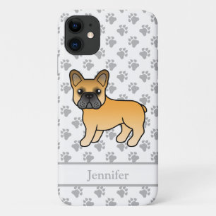 Capa Para iPhone 11 Fawn French Bulldog Cute Cartoon Dog & Name
