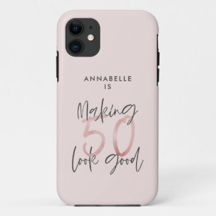 Capa Para iPhone 11 Fazer 50 é um bom aniversário brilhante rosa-cin