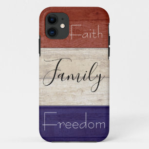 Capa Para iPhone 11 Fé família liberdade patriótico madeira 