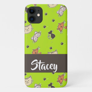 Capa Para iPhone 11 Felinos brancos em verde