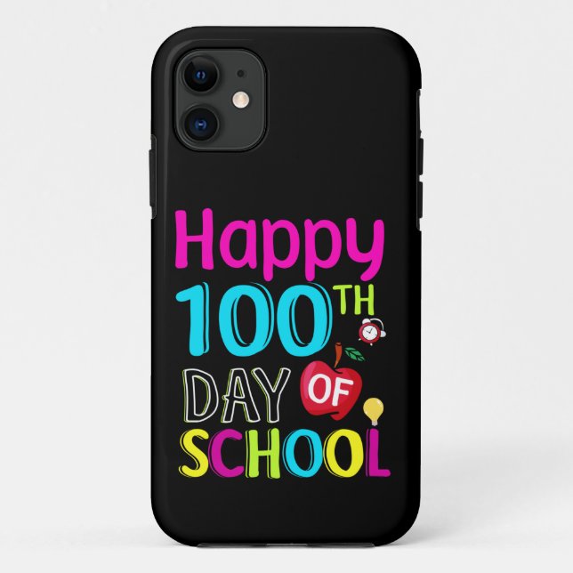 Capa Para iPhone 11 Feliz-100-o-dia-da-escola (Verso)
