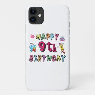 Capa Para iPhone 11 Feliz aniversário de 9 anos para crianças de 9 ano