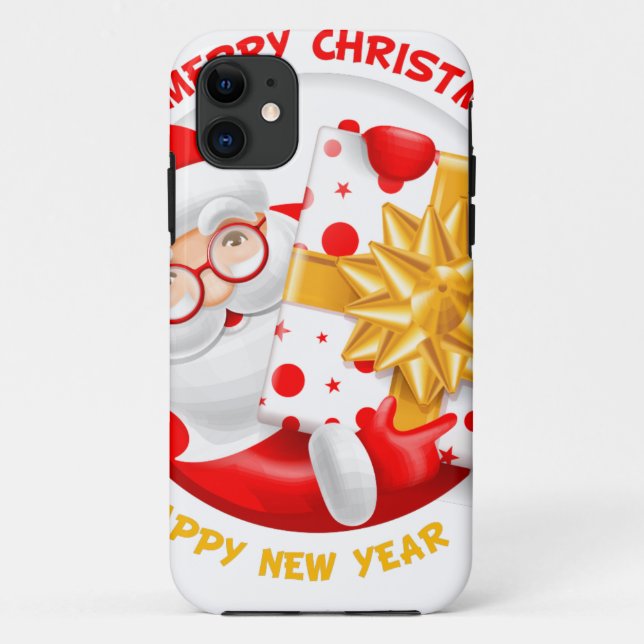 Capa Para iPhone 11 Feliz ano novo Santa Claus (Verso)