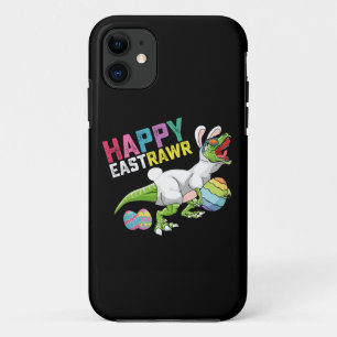 Capa Para iPhone 11 Feliz Coelho de Páscoa Dinossauro T Rex Ovo de Pás