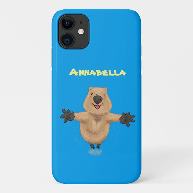 Capa Para iPhone 11 Feliz design de desenho de quokka (Verso)