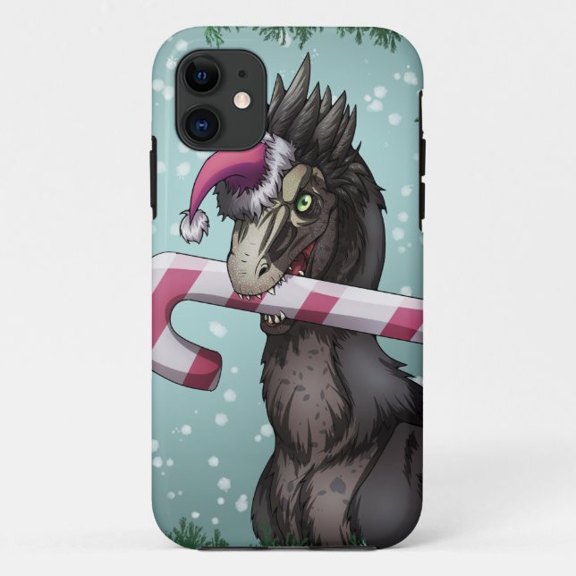 Capa Para iPhone 11 Feliz Dinossauro de Natal (Verso)