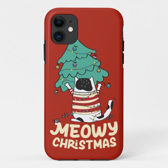Capa Para iPhone 11 Feliz Natal Engraçado Pão de Gato (Verso)