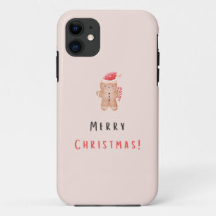 Capa Para iPhone 11 Feliz Natal Pastel Pink Gingerpão