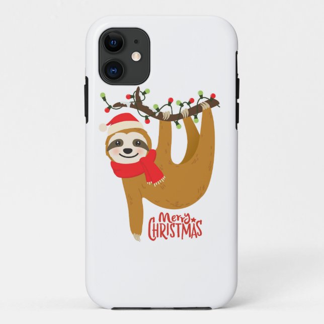Capa Para iPhone 11 Feliz Natal Sloth | Feriados (Verso)