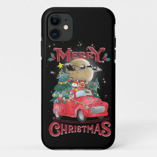 Capa Para iPhone 11 Feliz Natal Vintage Red Papais noeis Caminhão