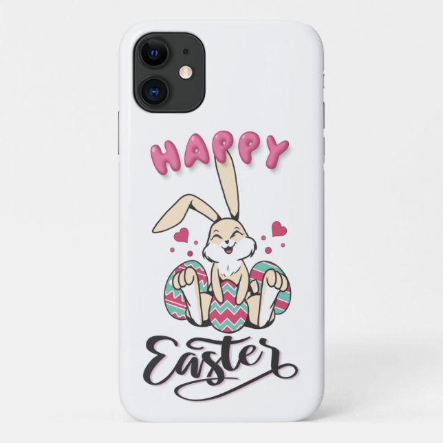 Capa Para iPhone 11 Feliz Páscoa do adorável Coelho da Páscoa (Verso)