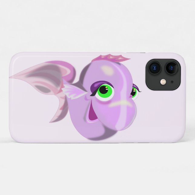 Capa Para iPhone 11 Feliz Peixe Roxo - (Verso (horizontal))