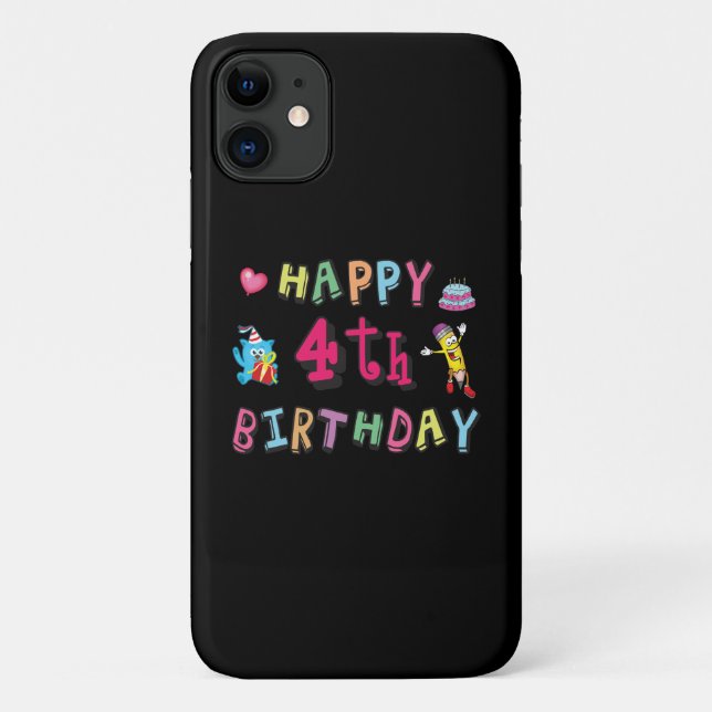 Capa Para iPhone 11 Feliz quarto aniversário. 4 anos por dia. (Verso)