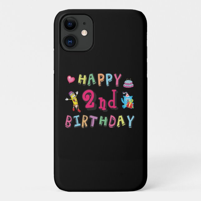 Capa Para iPhone 11 Feliz segundo aniversário. 2 anos por dia. (Verso)