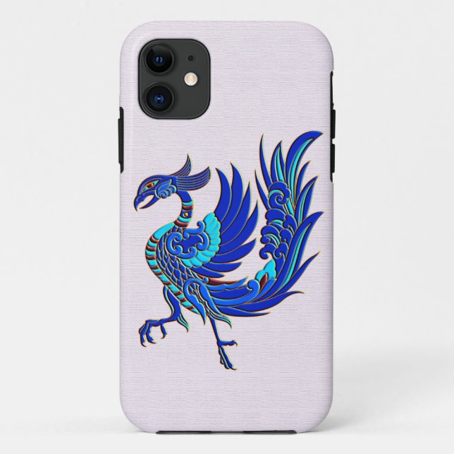 Capa Para iPhone 11 Fênix chinesa azul (Verso)