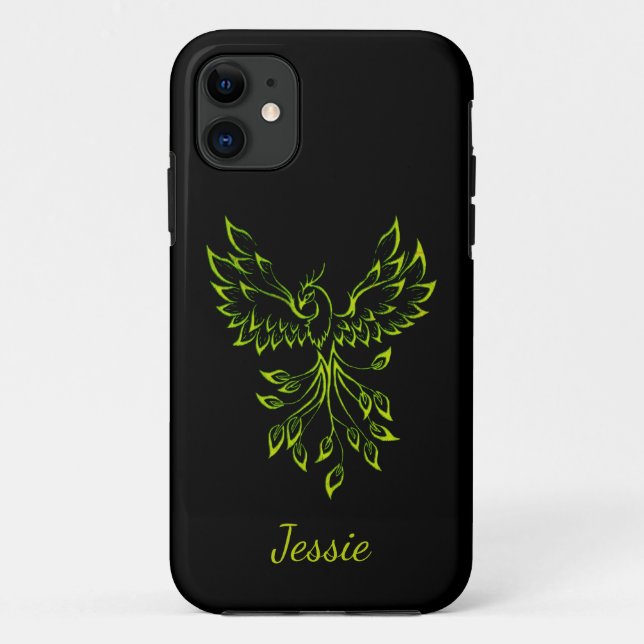 Capa Para iPhone 11 Fênix Verde Nasce em Preto (Verso)