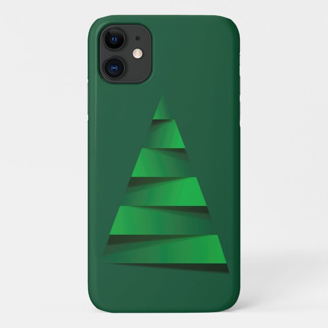 Capa Para iPhone 11 Feriado de Árvore de Natal Verde (Verso)