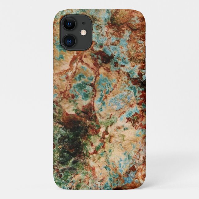 Capa Para iPhone 11 Ferrugem natural e pedra turquesa (Verso)