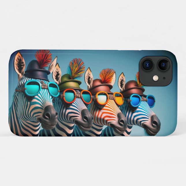 Capa Para iPhone 11 Festa de Animais do Zoológico Bonito, Zebras Engra (Verso (horizontal))