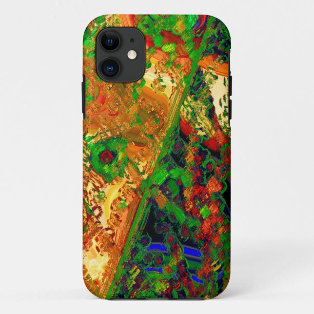 Capa Para iPhone 11 Festas de carnaval ou máscara de tintas, verdes e  (Verso)