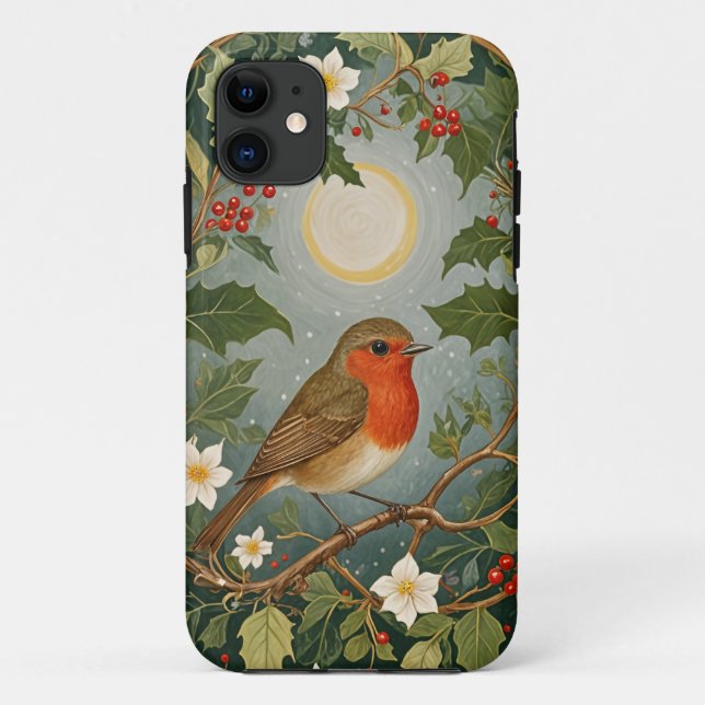 Capa Para iPhone 11 Festivo Robin e Holly (Verso)