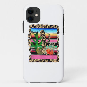 Capa Para iPhone 11 Fiesta Serape Cheetah Cactus Flower Cactos Coelho