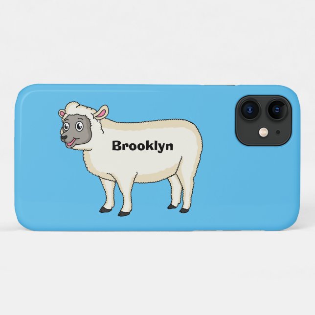 Capa Para iPhone 11 Figura de desenho animado de ovelhas bonitas e fel (Verso (horizontal))