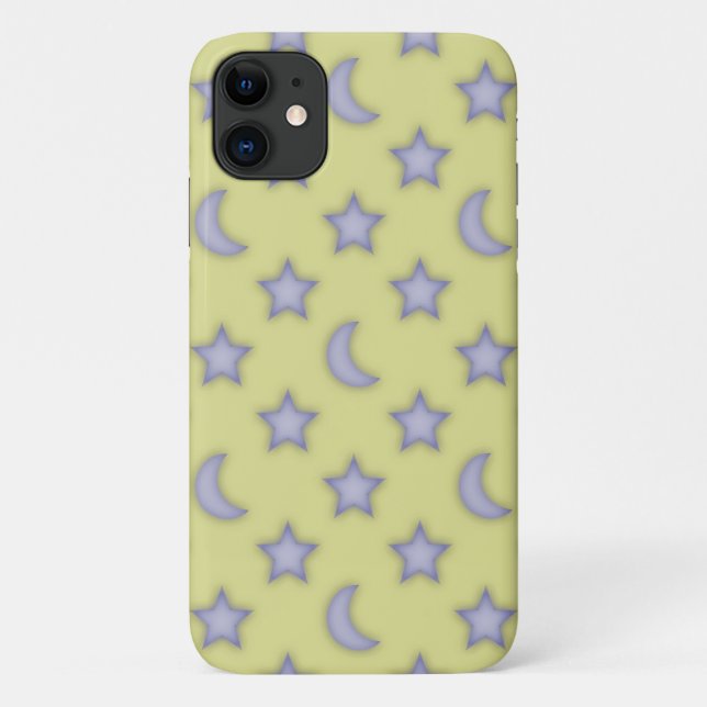 Capa Para iPhone 11 Fila amarela e padrão das estrelas (Verso)