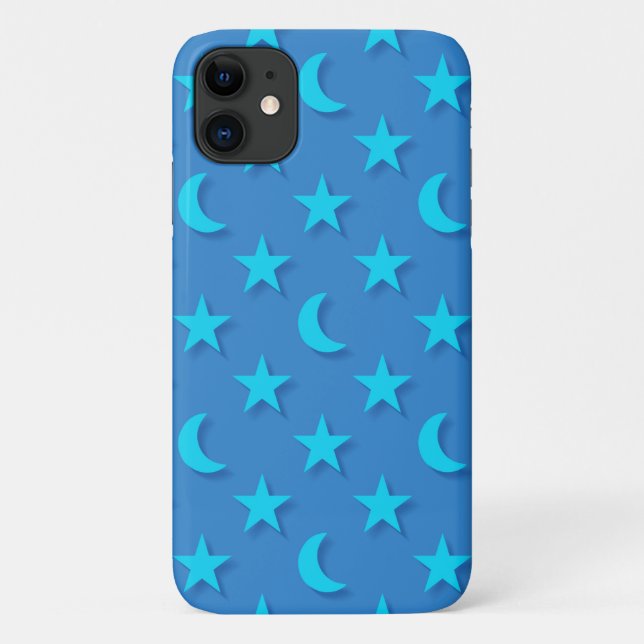 Capa Para iPhone 11 Fila azul e padrão das estrelas (Verso)
