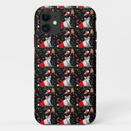 Capa Para iPhone 11 Filhote de Bulldog Francês no padrão de chapéu do
