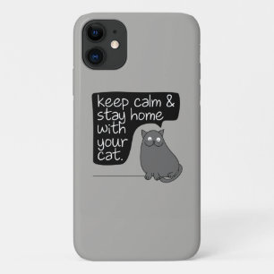 Capa Para iPhone 11 Fique Calmo E Fique Em Casa Com Seu Gato